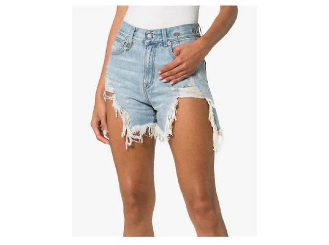 R13 Distressed Denim Shorts Blau - Ansicht 6