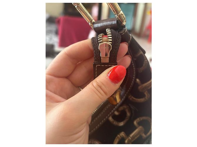 Gucci Borsa Hobo Bamboo Horsebit Monogramma GG Marrone Nero D'oro - vista 11