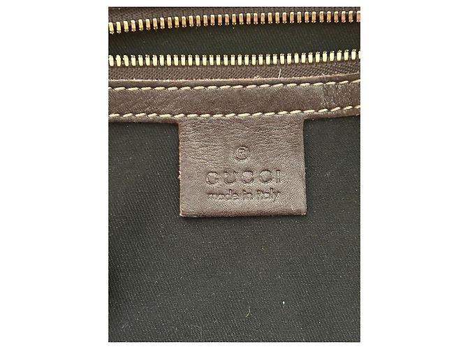 Gucci Borsa Hobo Bamboo Horsebit Monogramma GG Marrone Nero D'oro - vista 4