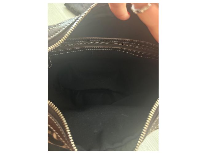 Gucci Borsa Hobo Bamboo Horsebit Monogramma GG Marrone Nero D'oro - vista 5