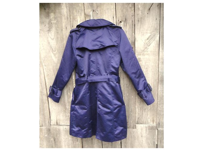 Burberry Blue Satin Trench Coat Purple - view 2