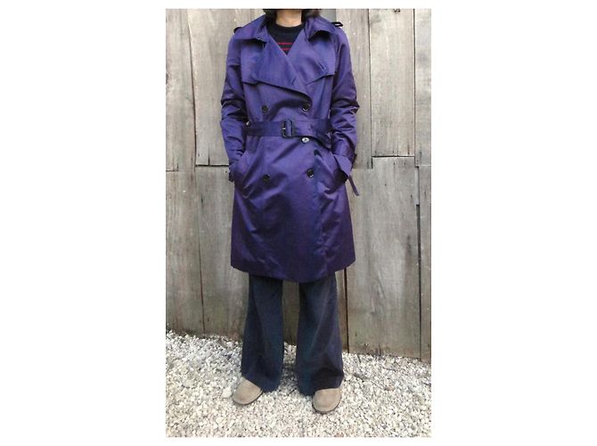 Burberry Blue Satin Trench Coat Purple - view 4