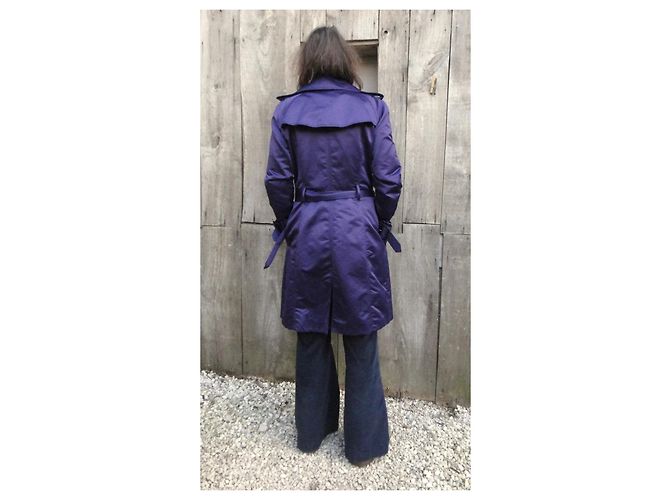Burberry Blue Satin Trench Coat Purple - view 5