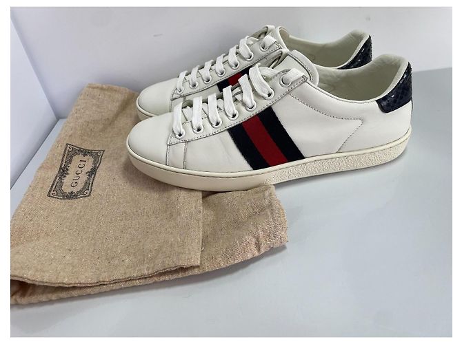 Gucci Ace Sneakers in pelle con banda Web e dettaglio serpente Bianco - vista 2