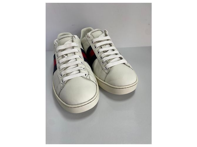 Gucci Ace Sneakers in pelle con banda Web e dettaglio serpente Bianco - vista 3