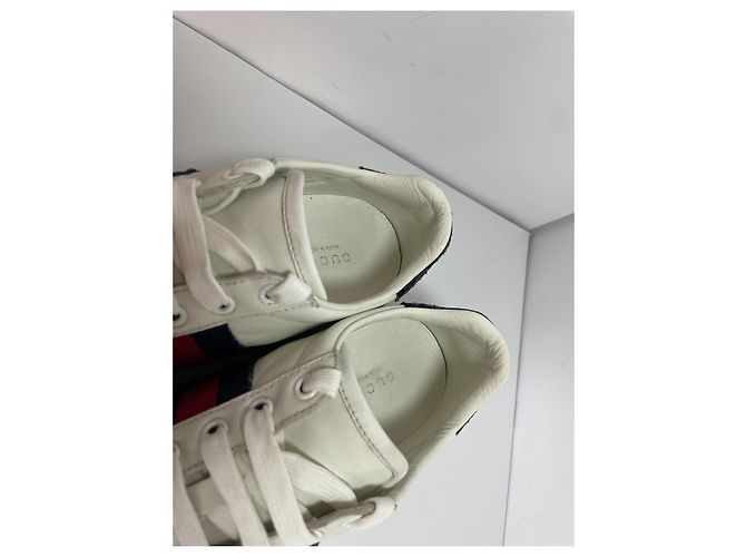 Gucci Ace Sneakers in pelle con banda Web e dettaglio serpente Bianco - vista 4