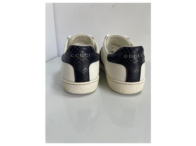 Gucci Ace Sneakers in pelle con banda Web e dettaglio serpente Bianco - vista 5