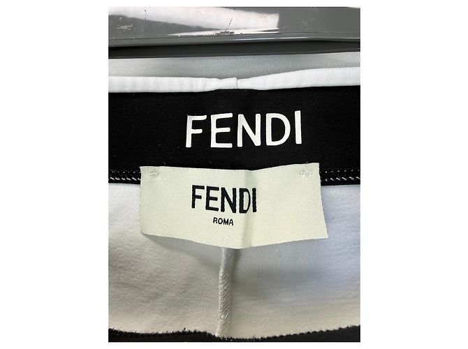 Fendi Roma Leggings brancos com debrum preto - vista 2