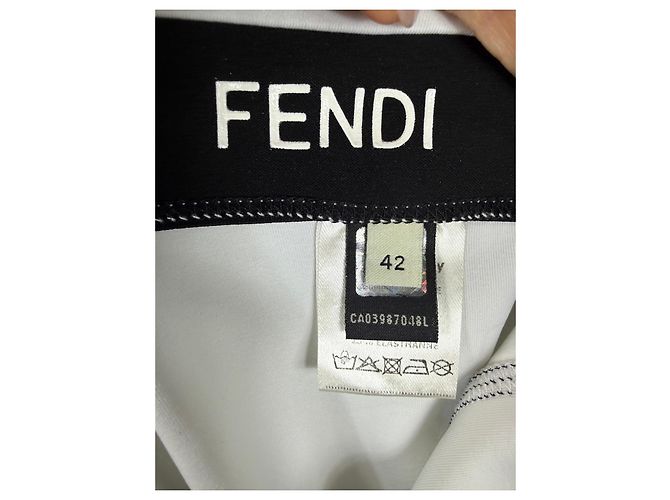 Fendi Roma Leggings brancos com debrum preto - vista 4