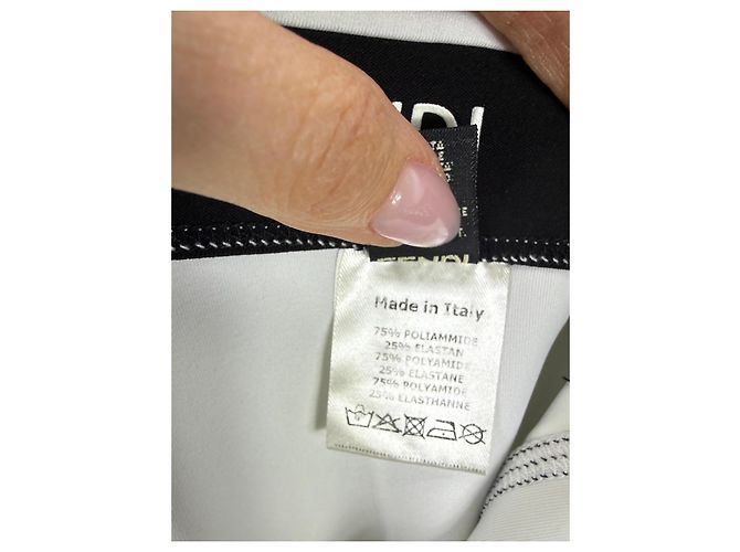 Fendi Roma Leggings brancos com debrum preto - vista 5
