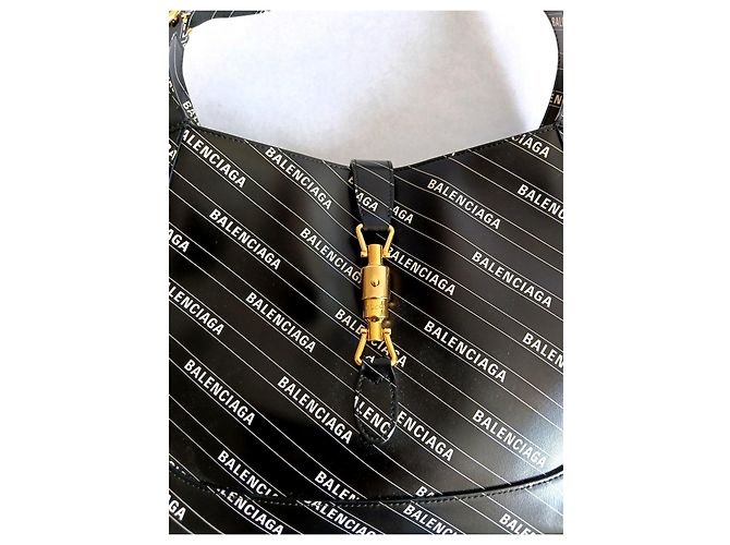 Borsa a tracolla Gucci x Balenciaga Jackie Pelle Nera Nero - vista 6