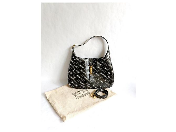 Borsa a tracolla Gucci x Balenciaga Jackie Pelle Nera Nero - vista 7