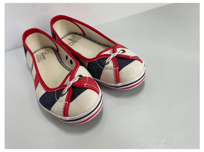 Fred Perry Southsea Deckchairs Canvas Ballerinas Weiß Rot Dunkelblau - Ansicht 3