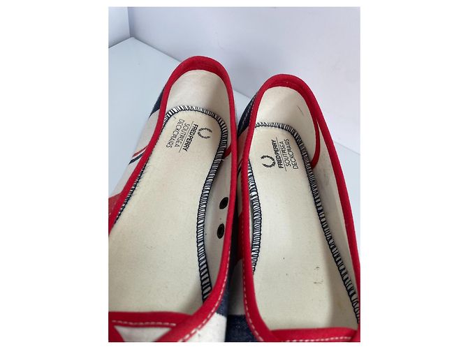 Fred Perry Southsea Deckchairs Canvas Ballerinas Weiß Rot Dunkelblau - Ansicht 4