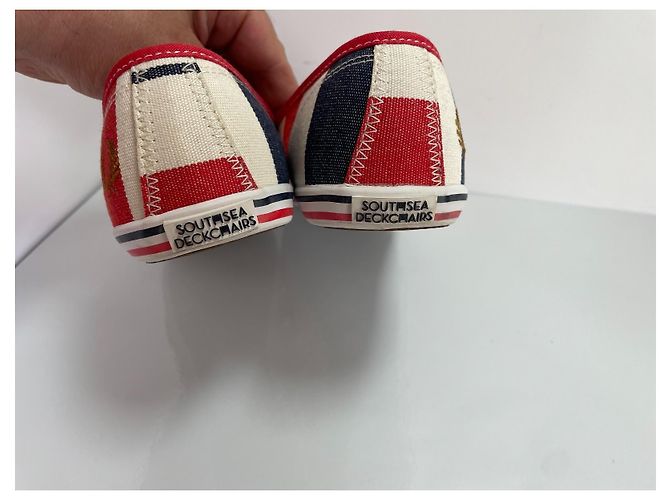 Fred Perry Southsea Deckchairs Canvas Ballerinas Weiß Rot Dunkelblau - Ansicht 6