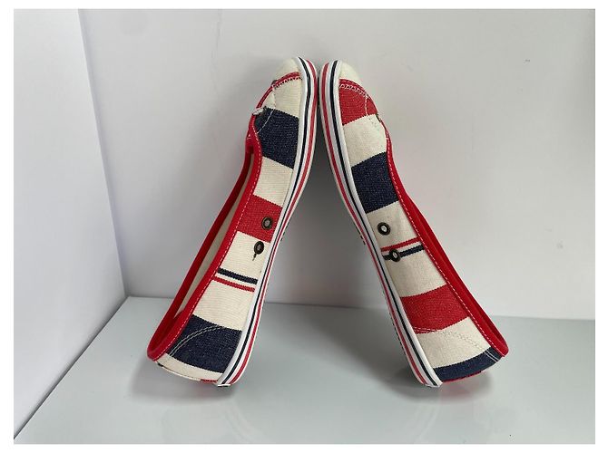 Fred Perry Southsea Deckchairs Canvas Ballerinas Weiß Rot Dunkelblau - Ansicht 7