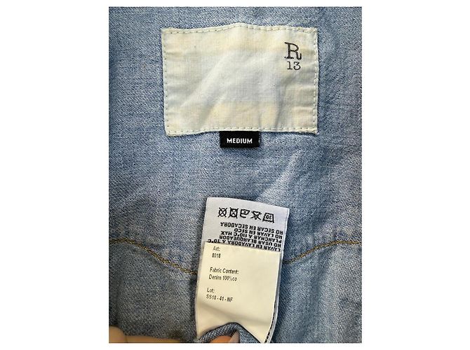 R13 Mono Corto de Denim Distressed Azul - vista 2