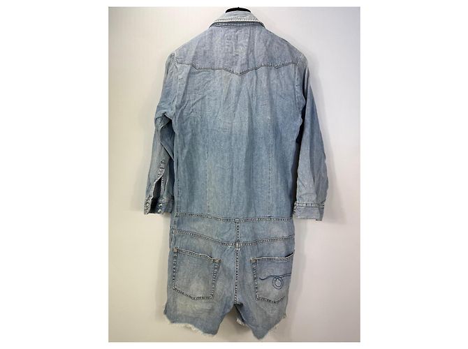 R13 Mono Corto de Denim Distressed Azul - vista 3