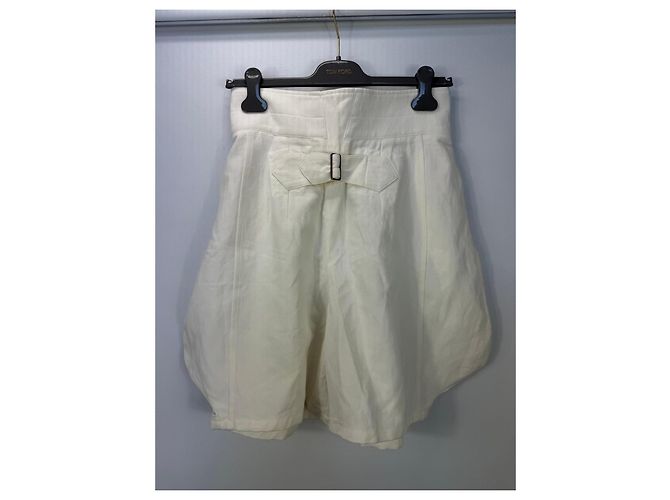 Short de cintura alta Chloé em algodão e linho Branco - vista 2