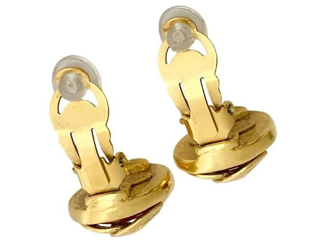 Orecchini Chanel CC Logo Gripoix Rossi Rosso D'oro - vista 2