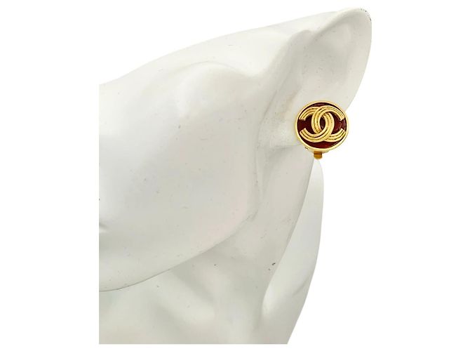 Orecchini Chanel CC Logo Gripoix Rossi Rosso D'oro - vista 6