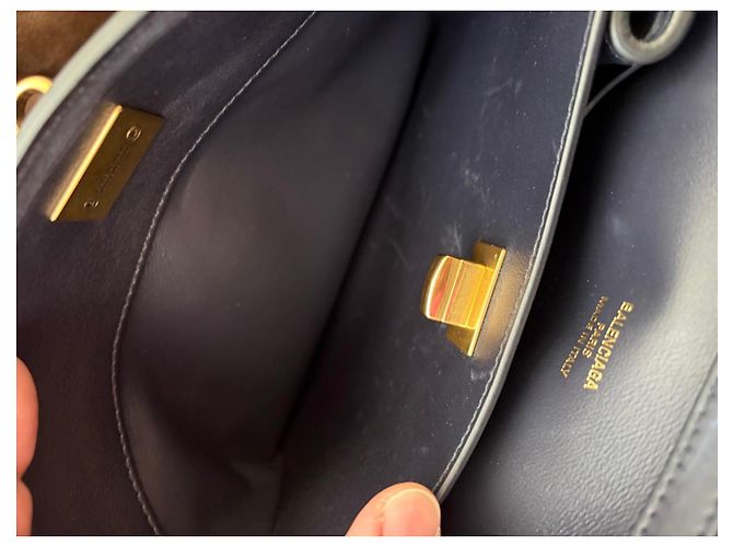 Balenciaga Mini Rodéo Borsa pelle invecchiata blu navy - vista 11