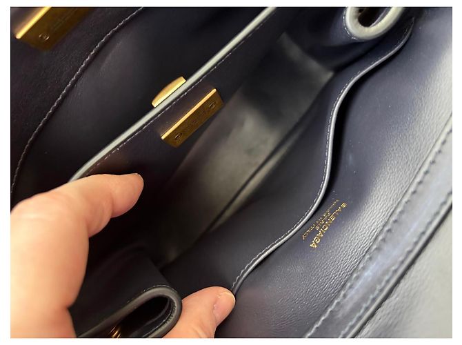 Balenciaga Mini Rodéo Borsa pelle invecchiata blu navy - vista 12