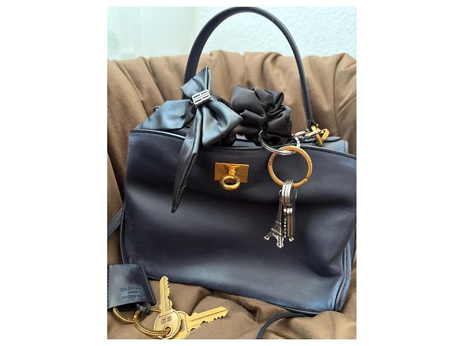 Balenciaga Mini Rodéo Borsa pelle invecchiata blu navy - vista 2