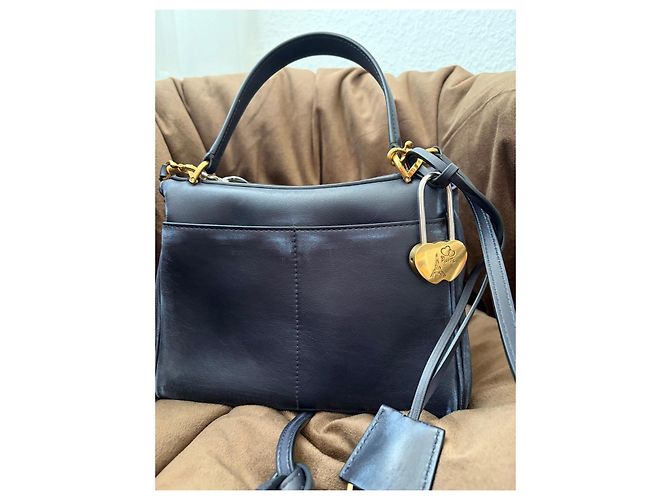 Balenciaga Mini Rodéo Borsa pelle invecchiata blu navy - vista 3