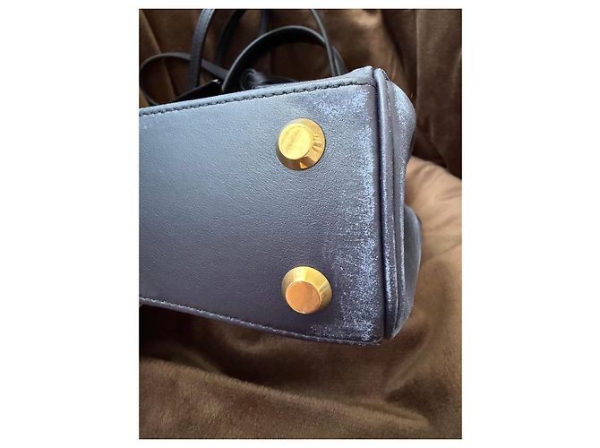 Balenciaga Mini Rodéo Borsa pelle invecchiata blu navy - vista 9