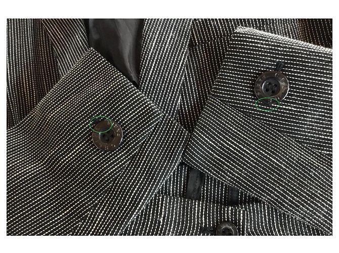 Céline Celine Conjunto de Blazer e Calças com Risca de Giz Preto Cinza - vista 10