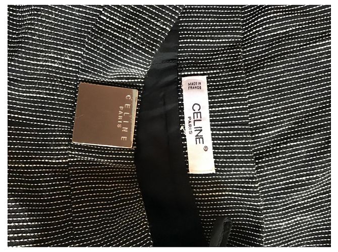 Céline Celine Conjunto de Blazer e Calças com Risca de Giz Preto Cinza - vista 7