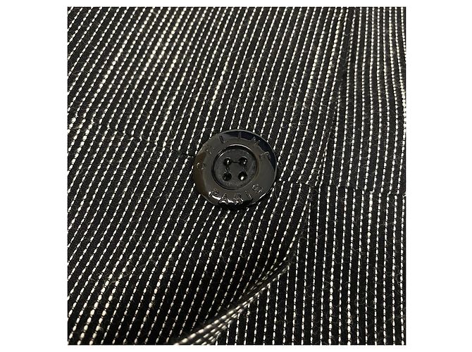 Céline Celine Conjunto de Blazer e Calças com Risca de Giz Preto Cinza - vista 9