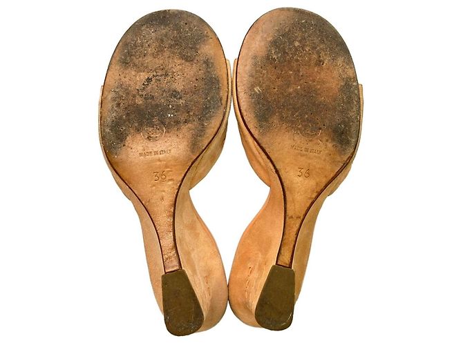 Chanel Mule con zeppa in scamosciato beige - vista 4