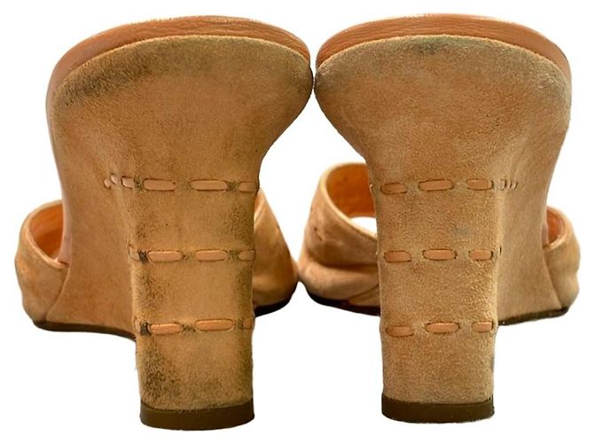 Chanel Mule con zeppa in scamosciato beige - vista 5