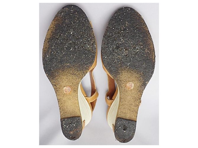Chanel Sandali zeppa in pelle tan Marrone - vista 8