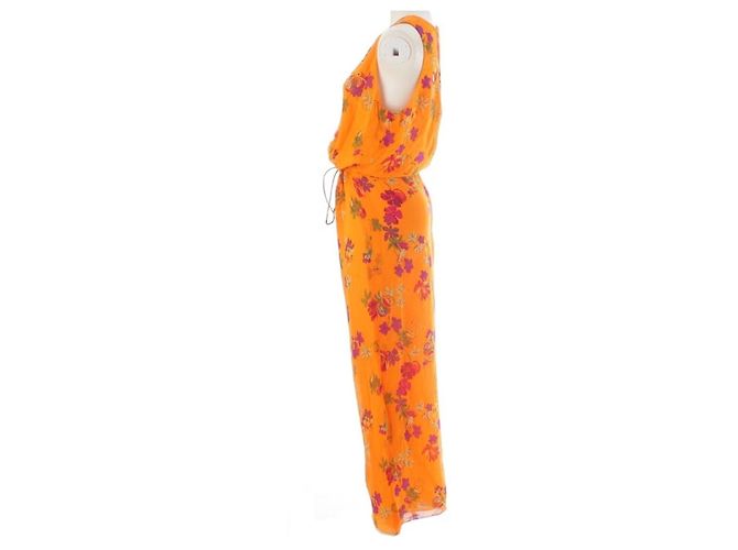 Céline Celine Mono de seda estampado floral naranja Rosa Verde - vista 2