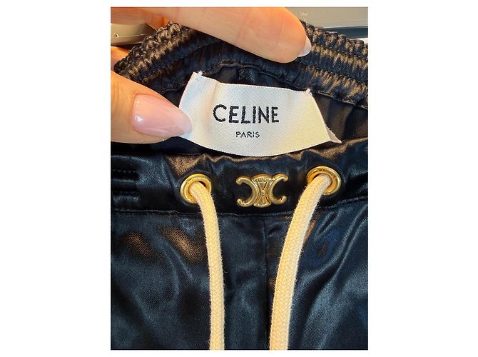 Céline Celine Pantaloncini in seta e acetato neri Nero - vista 2