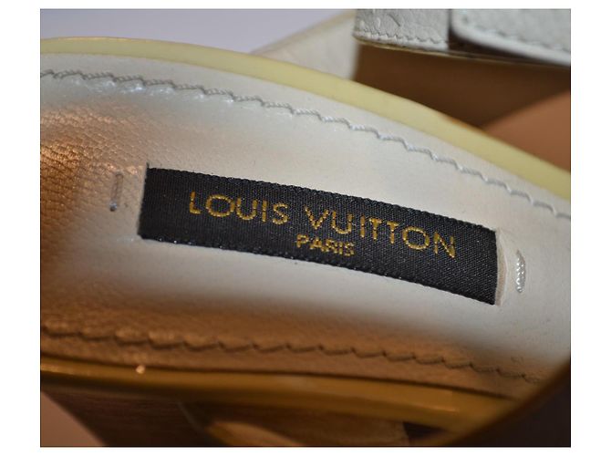 Louis Vuitton Sandali Zeppa Pelle Monogram Bianco - vista 4