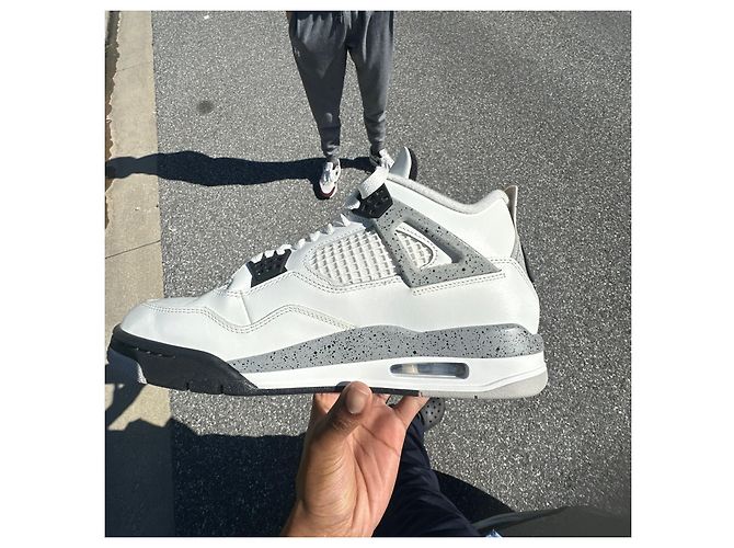 Autre Marque Nike Air Jordan 4 Retro 'White Cement' Nero Bianco Rosso Grigio - vista 2