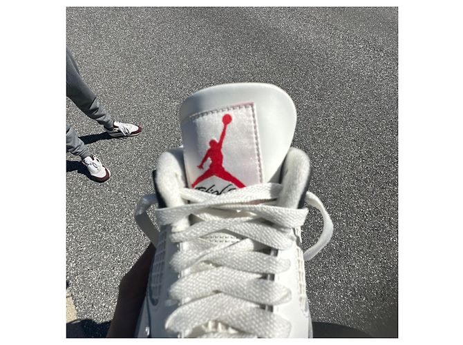 Autre Marque Nike Air Jordan 4 Retro 'White Cement' Nero Bianco Rosso Grigio - vista 9