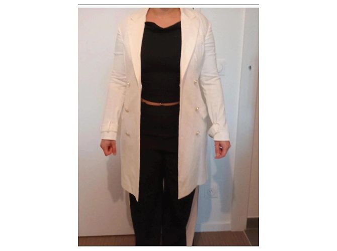 Versace Vestido Blazer Cruzado en Algodón Blanco - vista 10