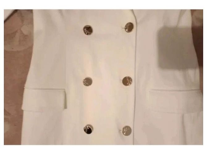 Versace Vestido Blazer Cruzado en Algodón Blanco - vista 4