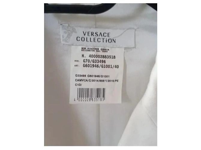 Versace Vestido Blazer Cruzado en Algodón Blanco - vista 5