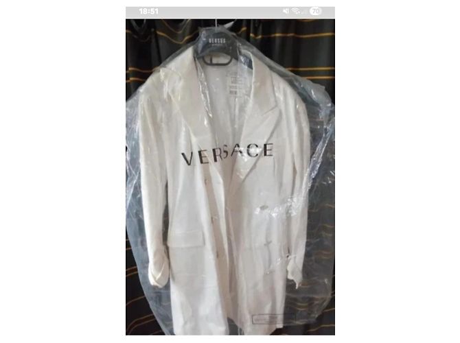 Versace Vestido Blazer Cruzado en Algodón Blanco - vista 6