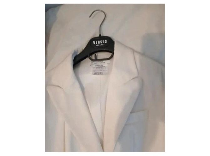 Versace Vestido Blazer Cruzado en Algodón Blanco - vista 8