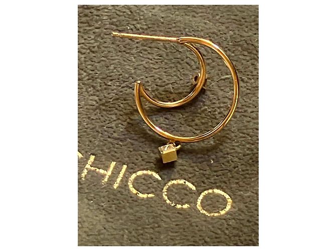 Autre Marque Zoe Chicco Orecchini a cerchio mezzaluna in oro giallo 14k e diamanti D'oro - vista 12