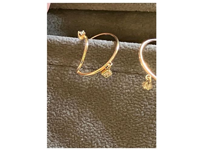 Autre Marque Zoe Chicco Orecchini a cerchio mezzaluna in oro giallo 14k e diamanti D'oro - vista 14