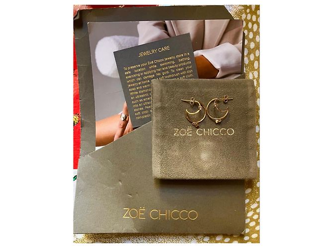 Autre Marque Zoe Chicco Orecchini a cerchio mezzaluna in oro giallo 14k e diamanti D'oro - vista 15