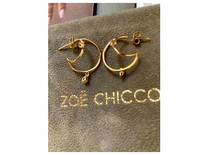 Autre Marque Zoe Chicco Orecchini a cerchio mezzaluna in oro giallo 14k e diamanti D'oro - vista 17